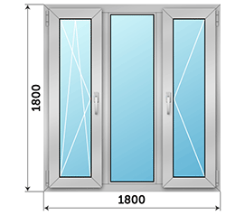 Трехстворчатое окно ALUMARK 1800x1800