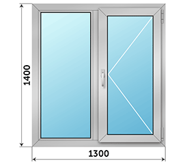 Двухстворчатое окно ALUMARK 1300x1400