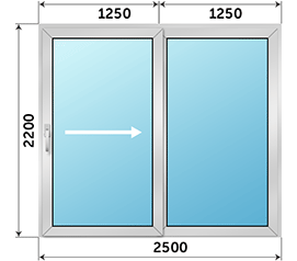 Полуторная дверь остекленная ALUMARK 2500x2200