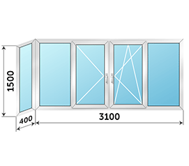 Холодное балконное окно раздвижное ALUTECH 3500x1500