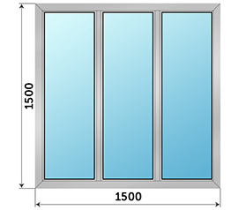 Трехстворчатое окно Reynaers 1500x1500